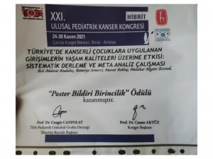 BŞEÜ Bölüm Başkanı Kudubeş, ’Poster Bildiri Birincilik’ ödülüne layık görüldü