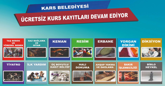 Kars Belediyesinin ücretsiz kurs kayıtları devam ediyor