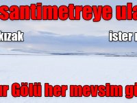 Buz tutan Çıldır Gölü'nde kar motorlarıyla gezinti imkanı