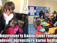 Karslı hayırsever iş kadını Emel Yenigün'den Ağadeveli öğrencilere karne hediyesi