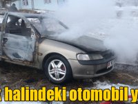 Kars’ta park halindeki otomobil yandı