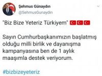 Şehmus Günaydın’dan Milli Dayanışma Kampanyası’na destek