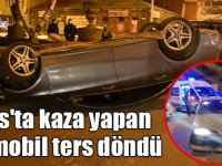 Kars'ta kaza yapan otomobil ters döndü
