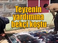 Teyzenin yardımına bekçi koştu