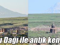 İhtişamlı Ağrı Dağı ile antik kent aynı karede
