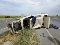 Hurdaya dönen araçtan sağ çıktı