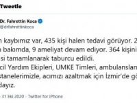 Sağlık Bakanı Koca: “21 can kaybımız var, 435 kişi halen tedavi görüyor”