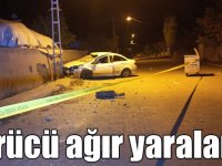 Kars'ta bahçe duvarına çarpan otomobilin sürücüsü ağır yaralandı