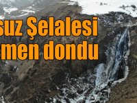 Susuz Şelalesi kısmen dondu