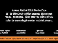 Kars Ardahan Iğdır Tanıtım Günlerine davet