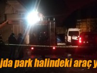 Kars’ta garajda park halindeki araç yandı