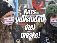 Kars polisinden “kadına şiddete hayır” maskesi