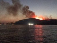 Muğla’da yangın söndürme çalışmaları sürüyor, alevler geceyi aydınlatıyor