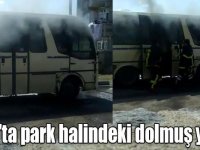 Kars’ta park halindeki dolmuş yandı