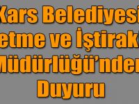 Kars Belediyesi İşletme ve İştirakler Müdürlüğü’nden Duyuru