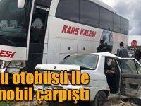 Kars'ta yolcu otobüsü ile otomobil çarpıştı: 2 yaralı