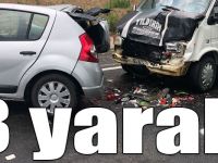 Kars'ta minibüs ile otomobil çarpıştı: 3 yaralı