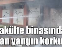 Kars’ta boşaltılmış fakülte binasında çıkan yangın korkuttu
