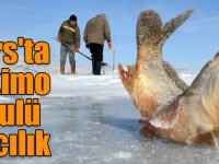 Kars'ta Eskimo usulü balık avlıyorlar