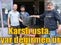Karslı usta, çamaşır makinesi motorundan seyyar değirmen üretti