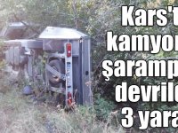 Kars'ta kamyonet şarampole devrildi: 3 yaralı