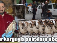 Kar yedikten sonra kesilen kazlar kargoyla sofralara ulaşıyor