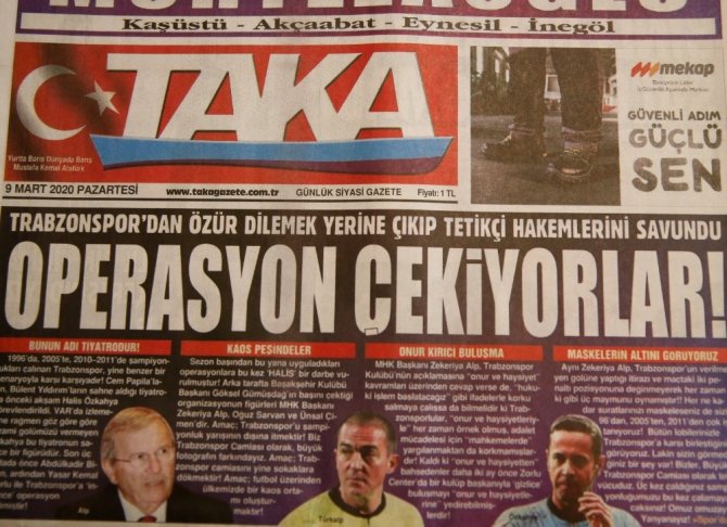 Trabzon’daki 4 yerel gazete "Trabzonspor’a operasyon çekiyorlar" başlığıyla çıktı