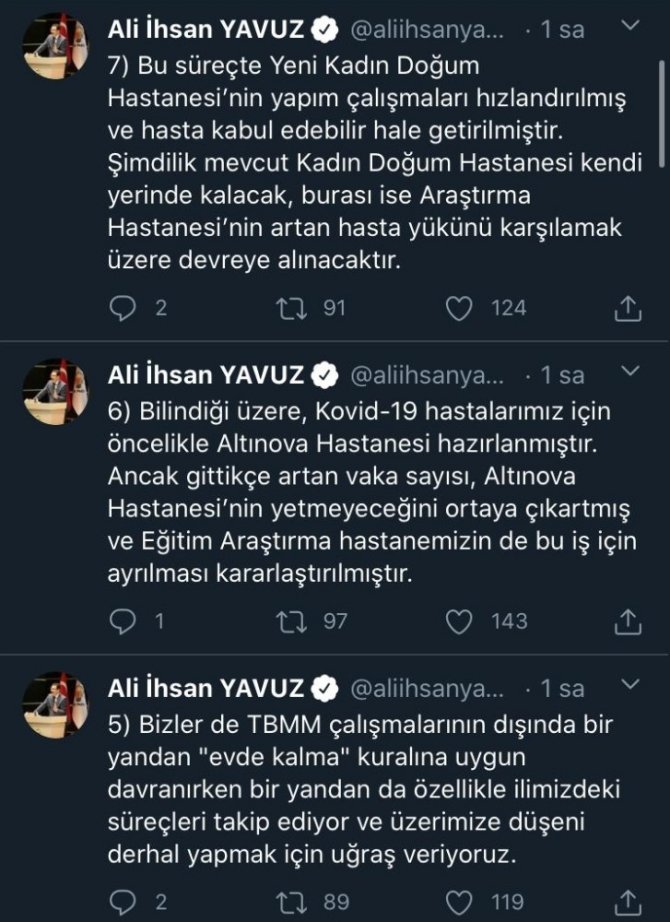 AK Parti Genel Başkan Yardımcısı Ali İhsan Yavuz, sosyal medya hesabı üzerinden duyurdu