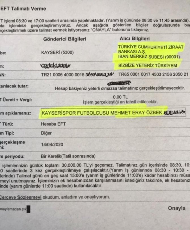 Kayserisporlu Mehmet Eray Özbek, yardım kampanyasına maaşını bağışladı