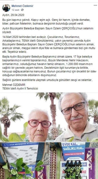 TEMA Vakfı Aydın İl Temsilcisi Özdemir’den Çerçioğlu’na teşekkür