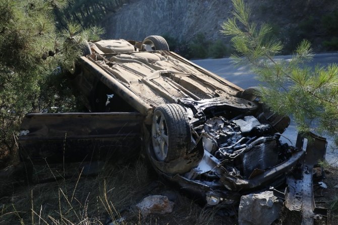 Fethiye’de otomobil takla attı: 2 yaralı