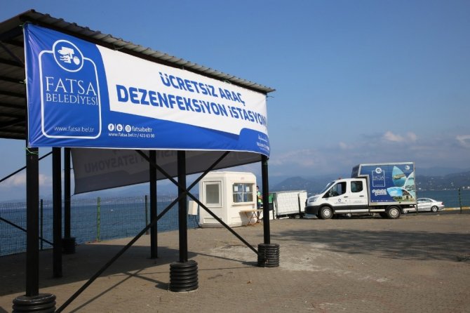 Fatsa Belediyesi araç dezenfeksiyon istasyonunu yeniden hizmete sundu