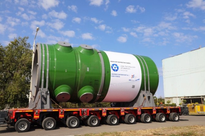 Atommash, Akkuyu NGS’nin ilk ünitesi için üretilen reaktör basınç kabını Türkiye’ye gönderdi