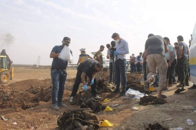 Azez yakınlarında PKK’dan kurtarılan bölgede toplu mezar bulundu