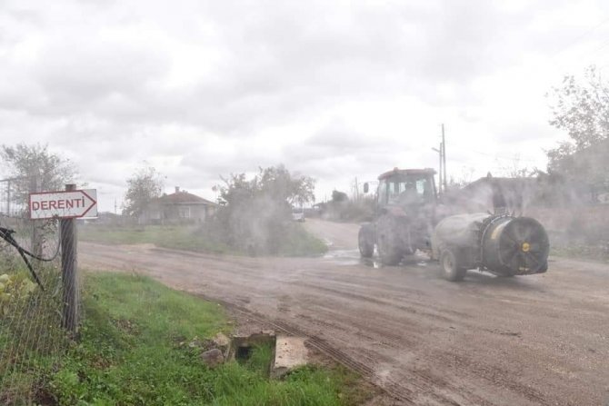 Çan Belediyesi köyleri dezenfekte ediyor