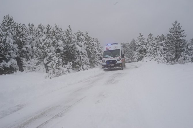 Karla kaplı köyde rahatsızlanan Covid-19 hastası çift, 4 saatlik mücadele ile kurtarıldı