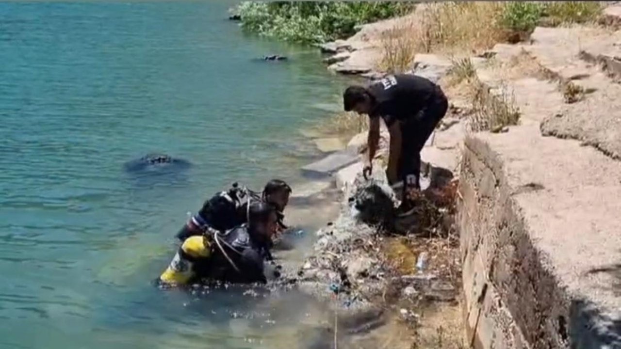 Dicle Baraj Gölü’nün altında temizlik çalışması yapıldı