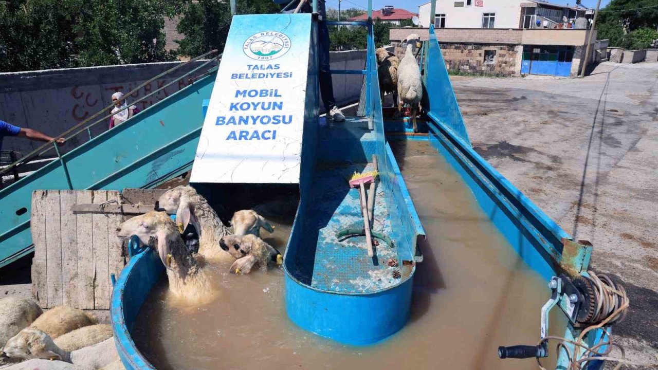 Talas Belediyesi’nden keneye karşı mobil banyoluk