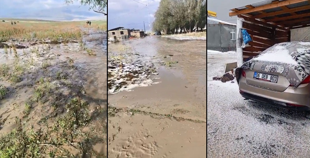 Beşyol Köyünde Sağanak ve Dolu Ekili Alanlara Zarar Verdi