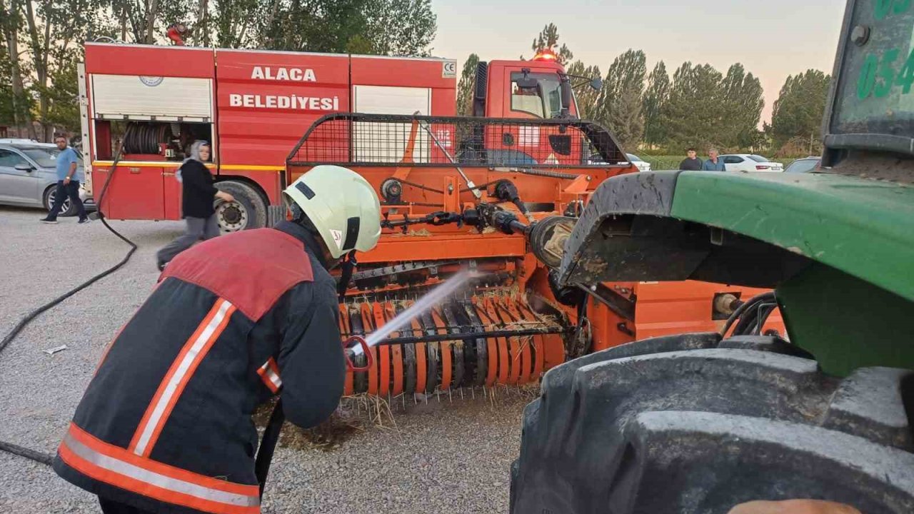 Balya makinesinde çıkan yangına zamanında müdahale