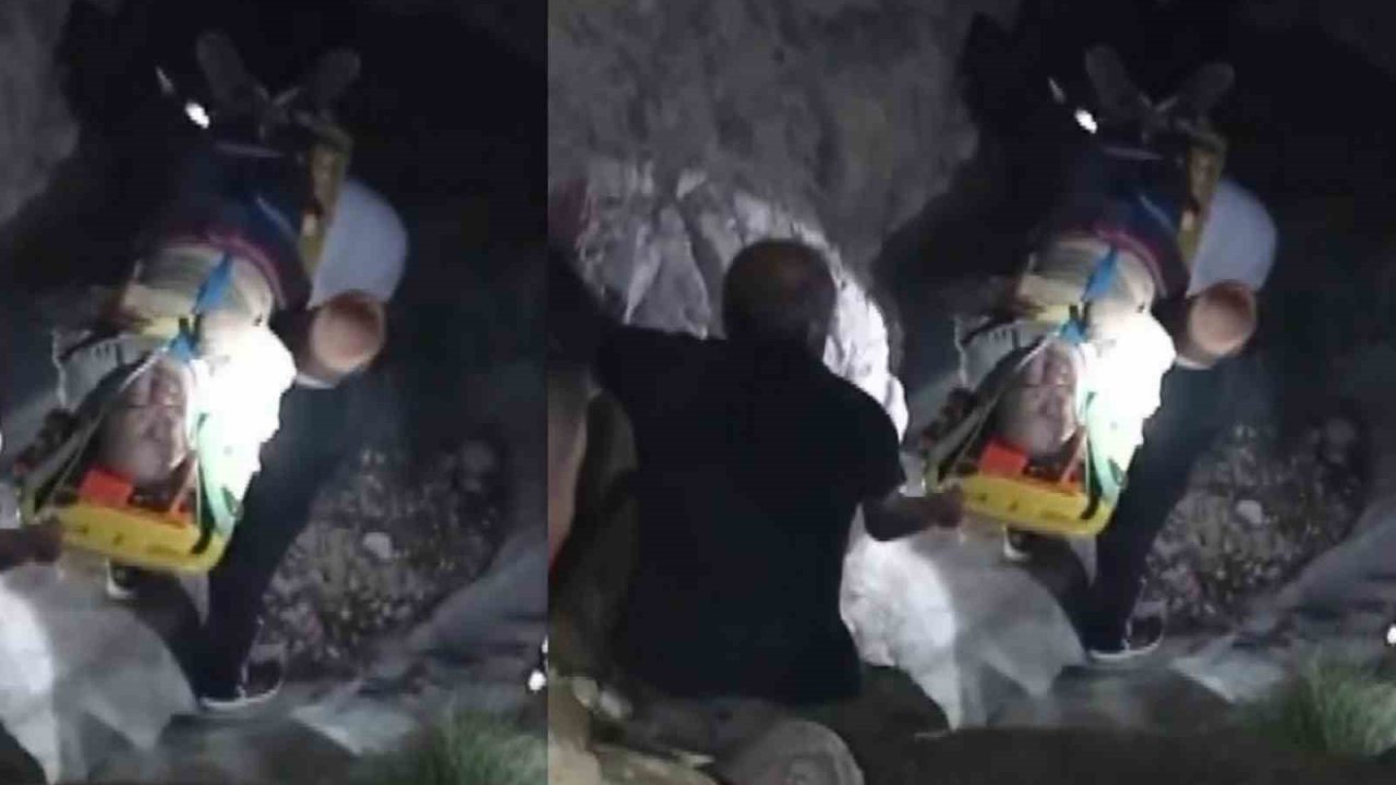 Yaralı şahıs kayalıklardan aşağı güçlükle sedyeyle taşınarak kurtarıldı