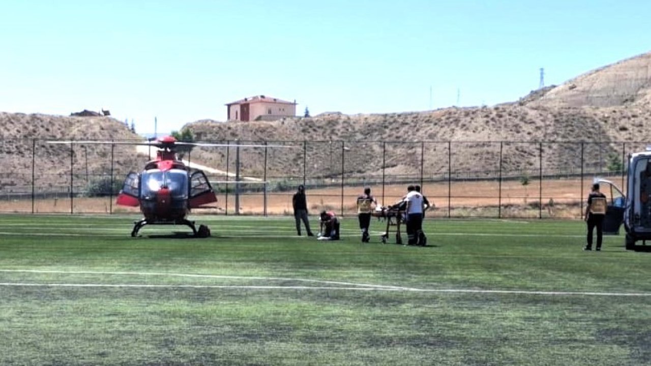 Darende’de eli kesilen vatandaş ambulans helikopterle Malatya’ya sevk edildi