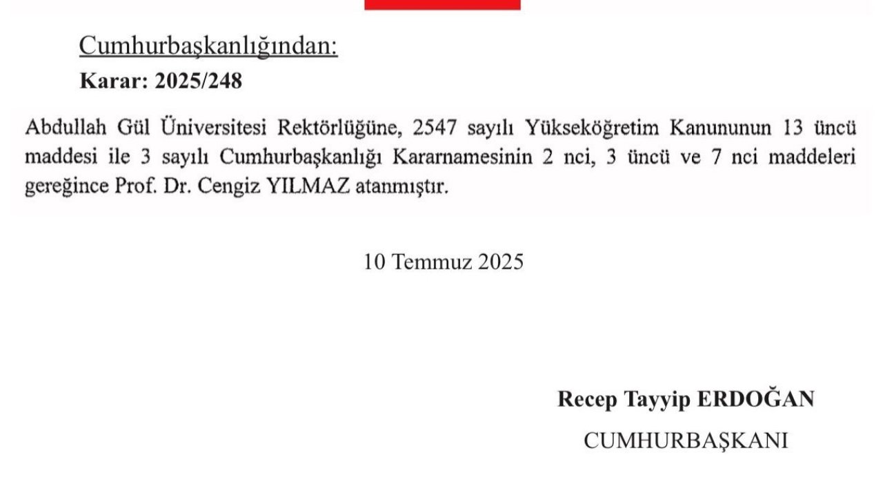 Cengiz Yılmaz, AGÜ Rektörlüğü’ne yeniden atandı