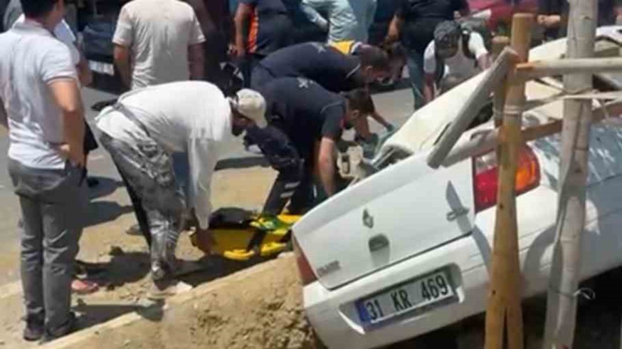 Arsuz’da orta refüje devrilen otomobilin sürücüsü yaralandı