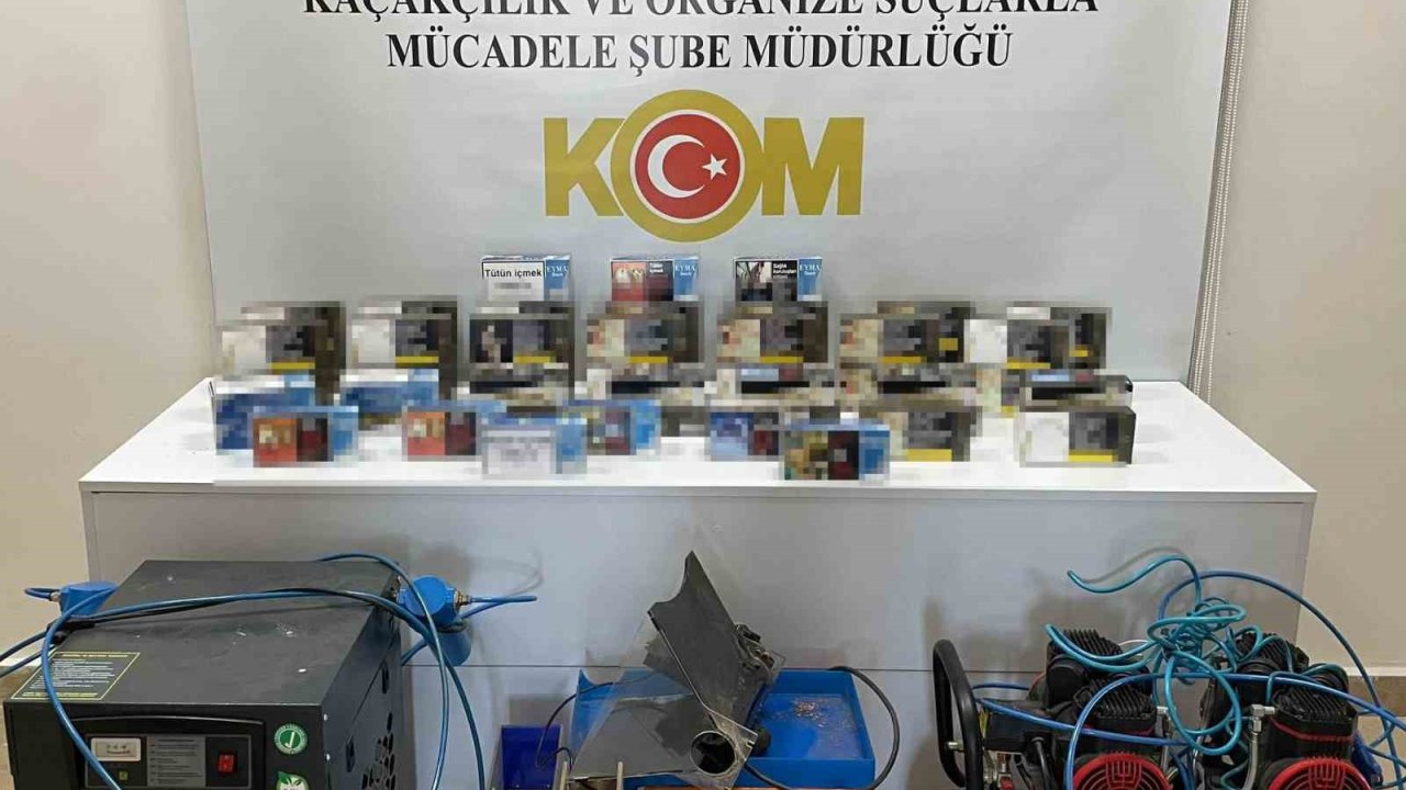 Kaçak makaron ve sigara sarma makinesi ele geçirildi