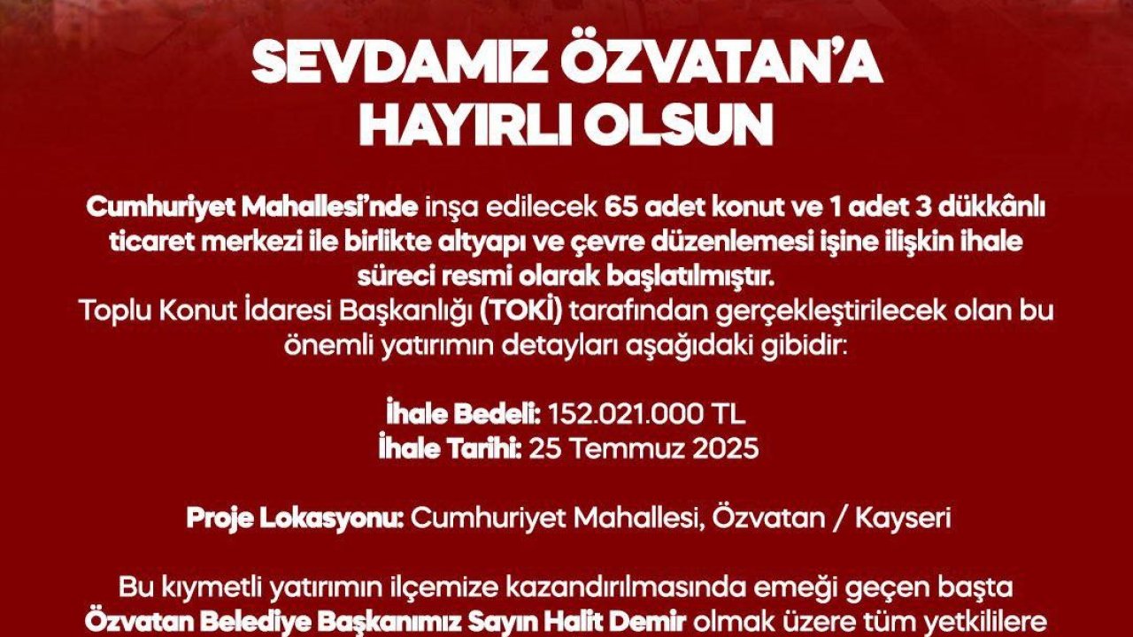 MHP’li Ersoy’dan Özvatan’a müjde