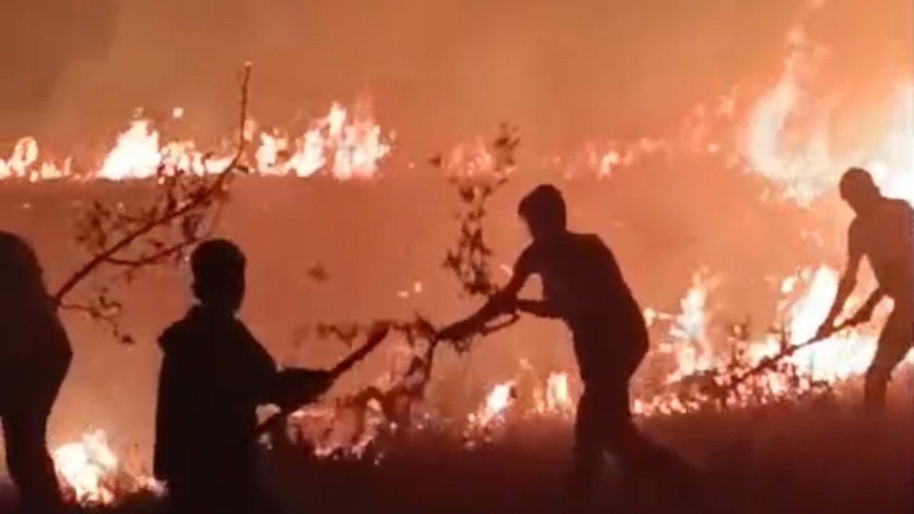 Hakkari-Van il sınırında arasında çıkan yangın korkuttu