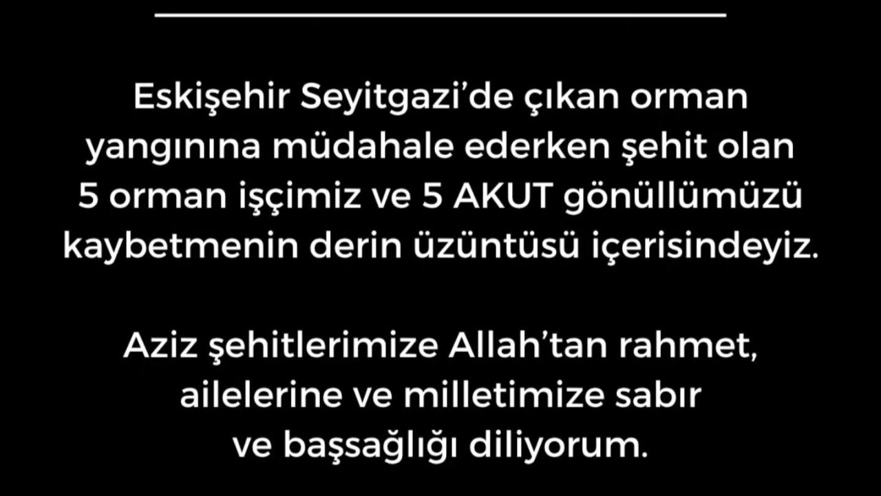 Başkan Tatık, orman yangını şehitleri için başsağlığı mesajı yayımladı
