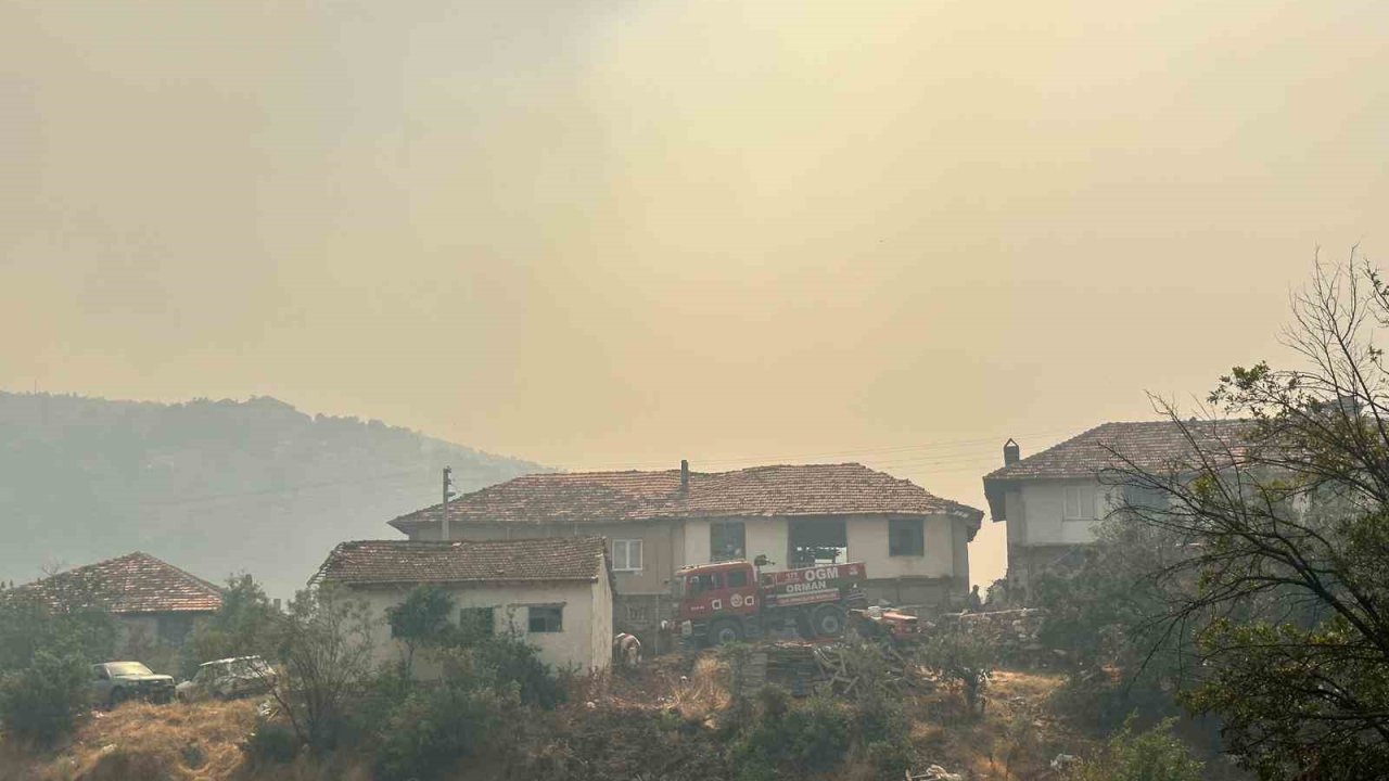 Uşak’ta havadan ve karadan müdahale edilen orman yangınında 1 köy tahliye ediliyor