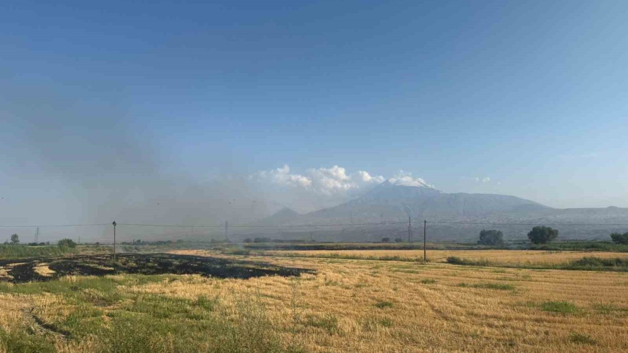 Iğdır’da çıkan anız yangını gün boyu sürdü